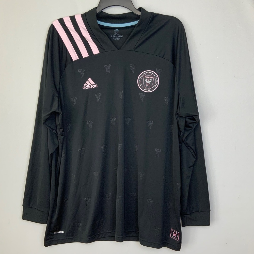 Adidas Sz 3XL Inter Miami CF MLS 2020 Inaugural Away Long Sleeve Jersey Black